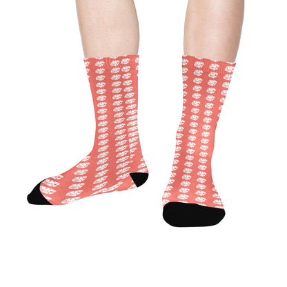 KHS - Crew Socks, Coral/White, Adult