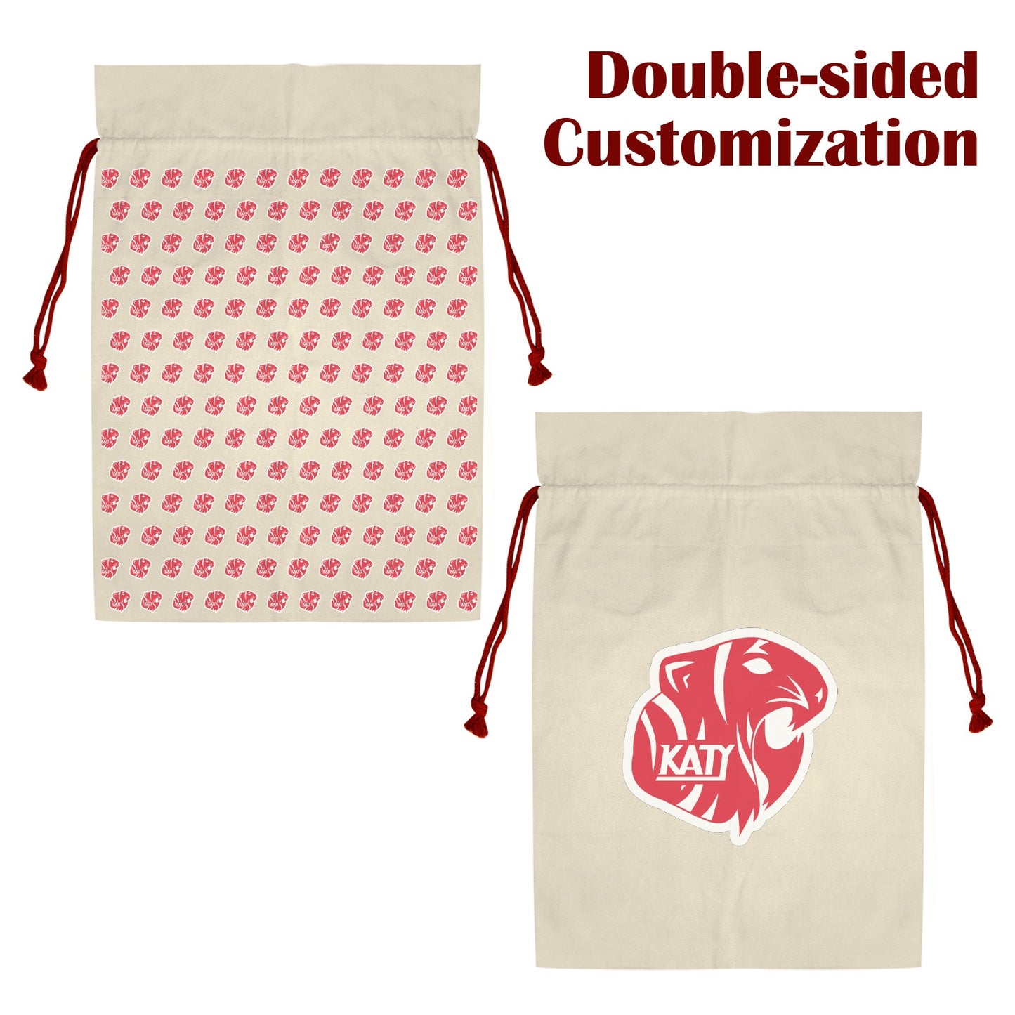 KHS - Christmas Gift Bag, Tiger Logo Santa Claus Drawstring Bags 21"x32" (Two Sides Printing)