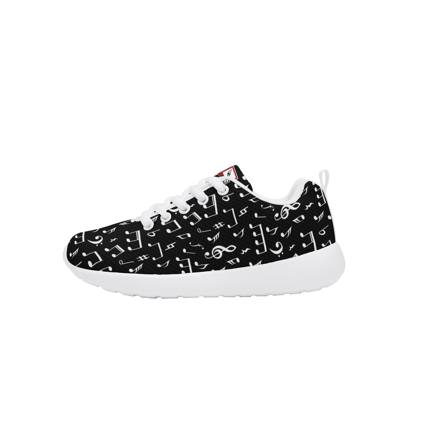 WCJH - Kids Lace Up Athletic Shoes, Black with White Notes