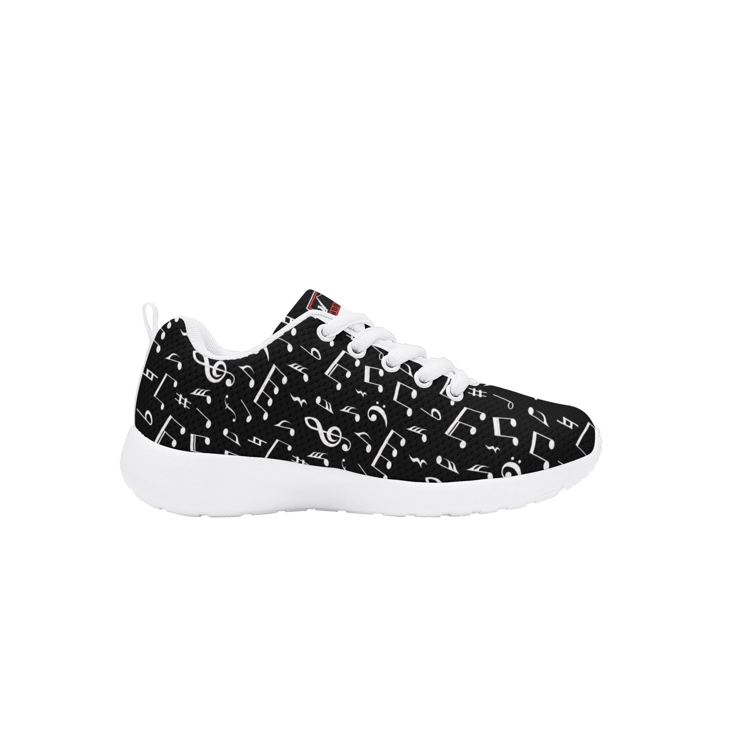 WCJH - Kids Lace Up Athletic Shoes, Black with White Notes