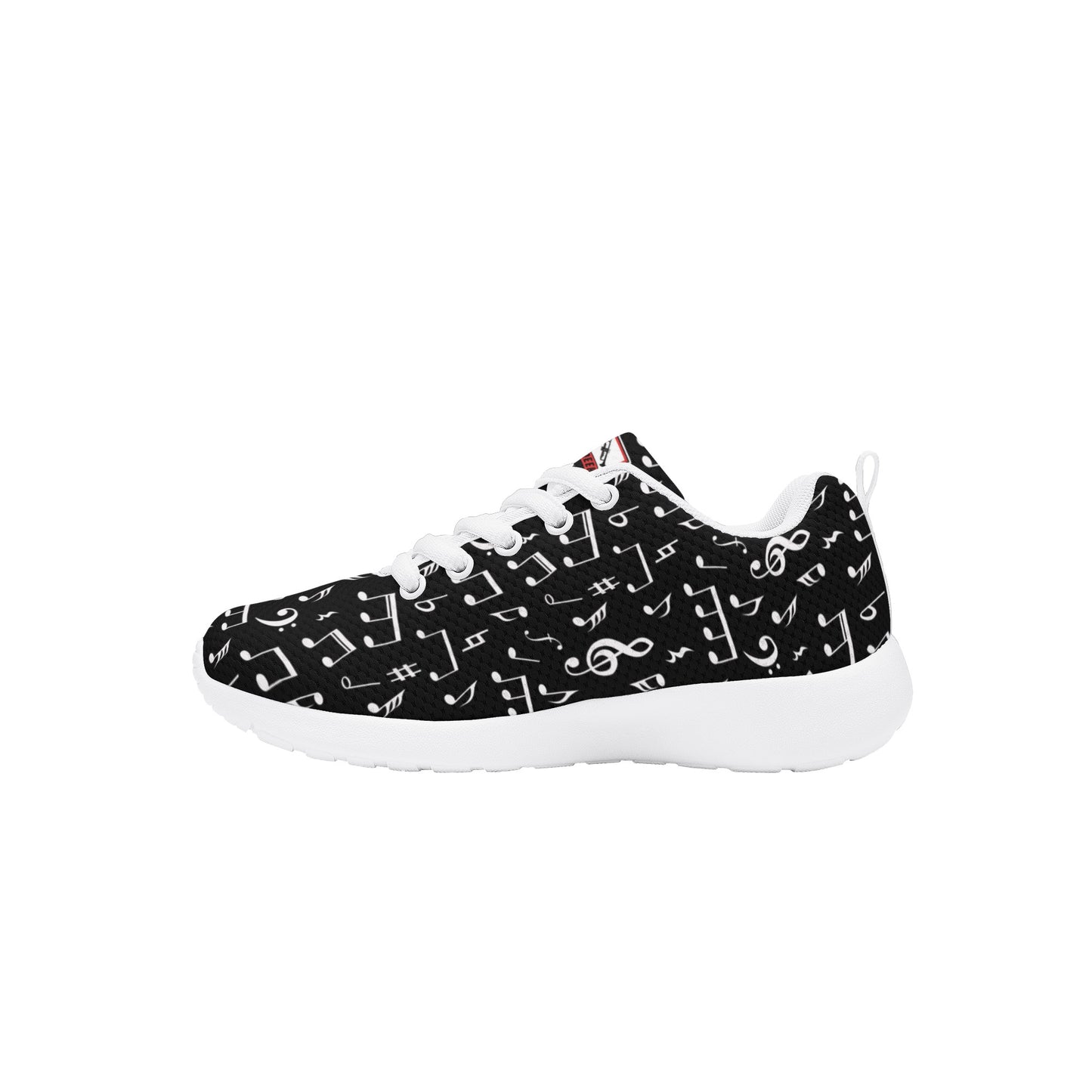 WCJH - Kids Lace Up Athletic Shoes, Black with White Notes