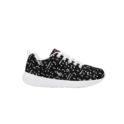 WCJH - Kids Lace Up Athletic Shoes, Black with White Notes