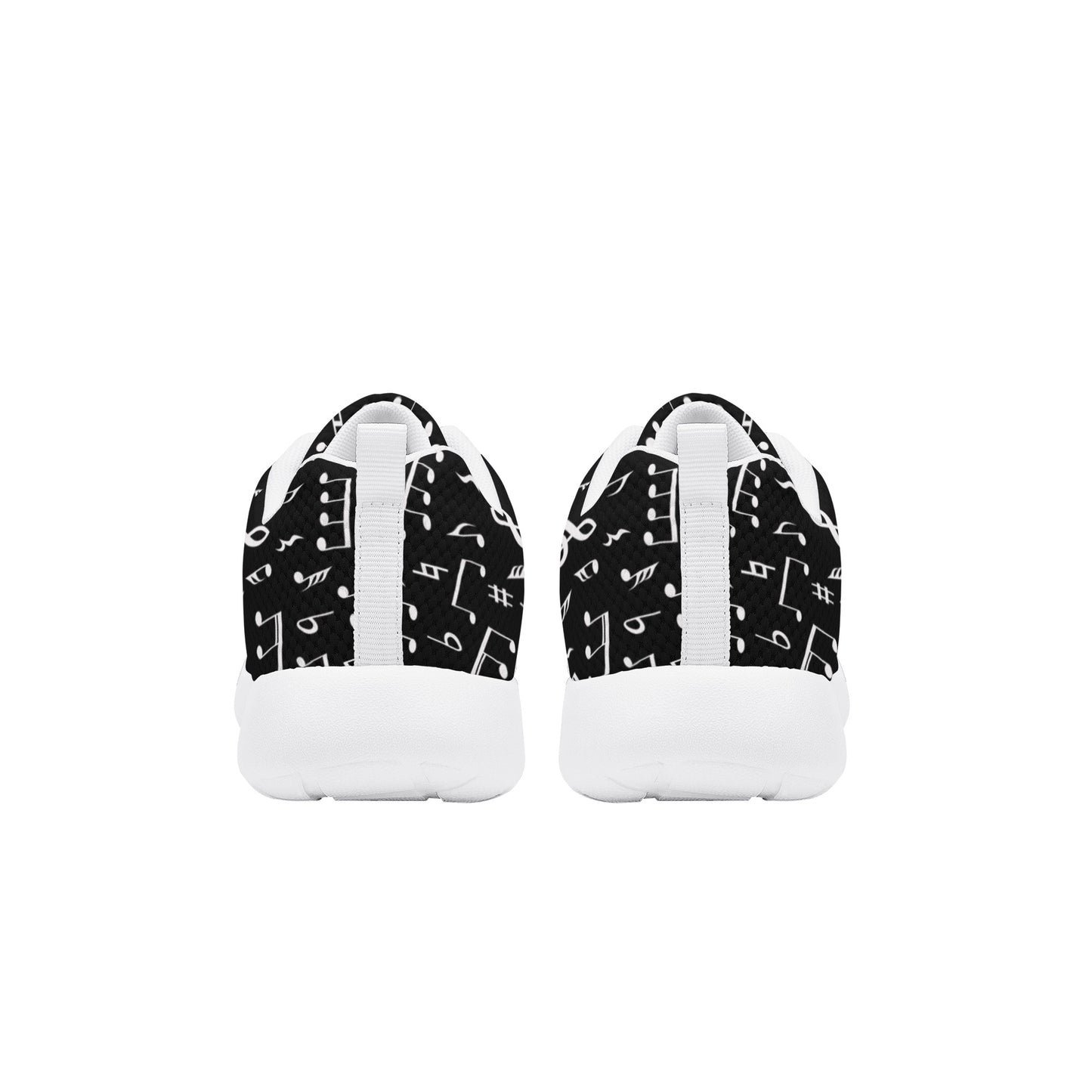 WCJH - Kids Lace Up Athletic Shoes, Black with White Notes