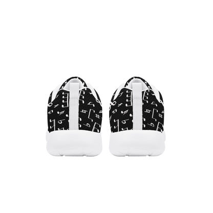 WCJH - Kids Lace Up Athletic Shoes, Black with White Notes