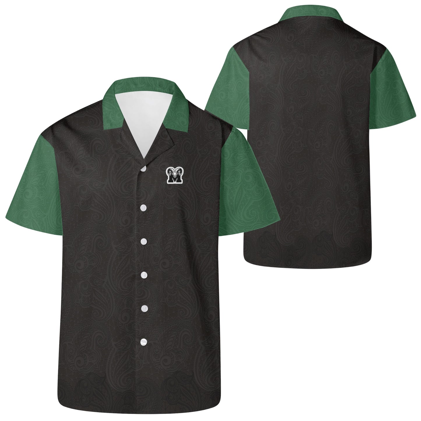 MCHS - Hawaiian Casual Shirt, Black/Green