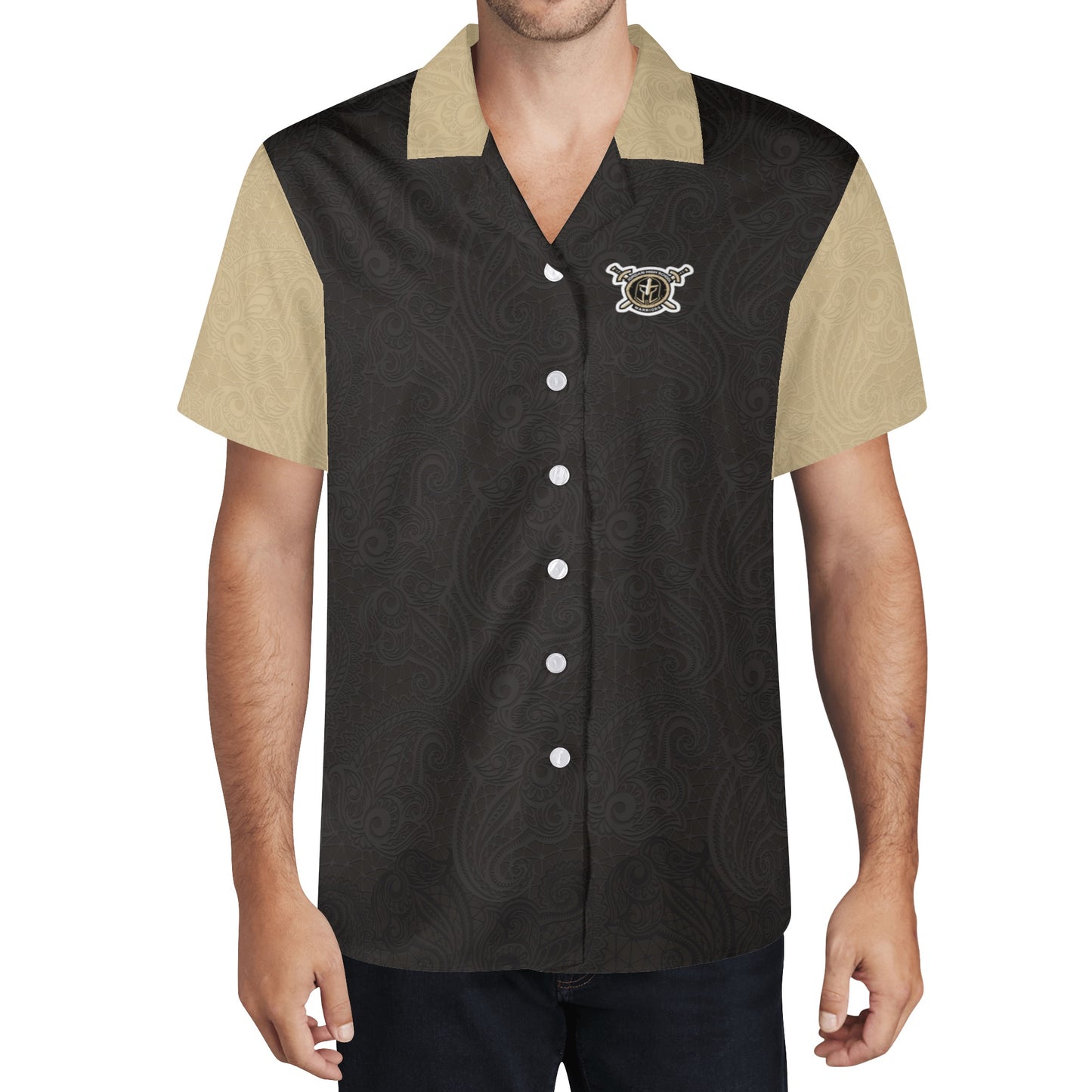 JHS - Hawaiian Casual Shirt, Black/Gold