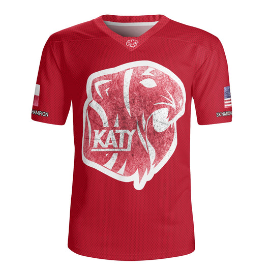 KHS - Grunge Rugby-Style Jersey, Red/White/Black