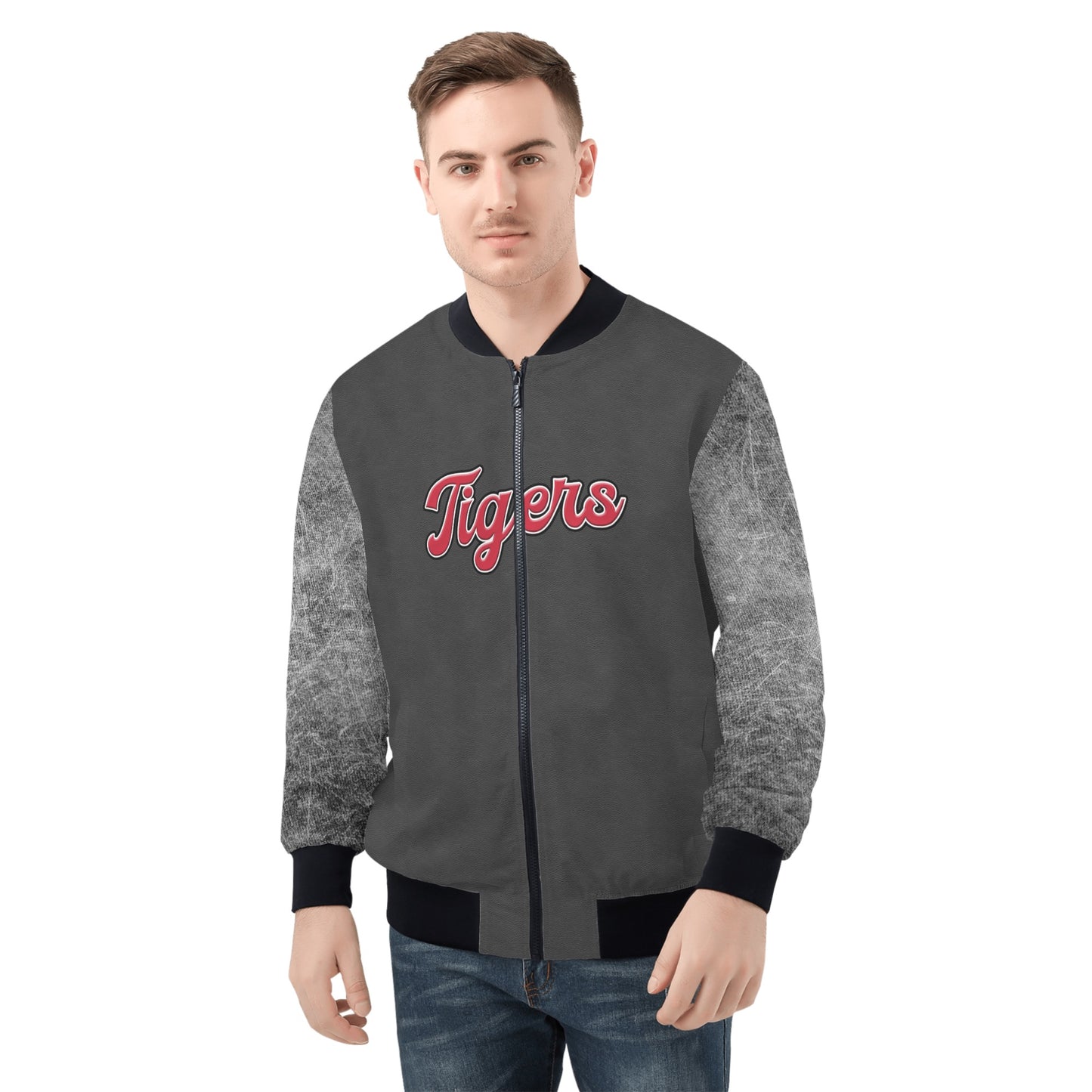 KHS - Leather Grunge Mens Zip Up Bomber