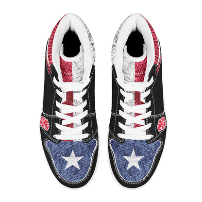 KHS - Mens High Top Leather Sneakers, Patriotic, 2 Options