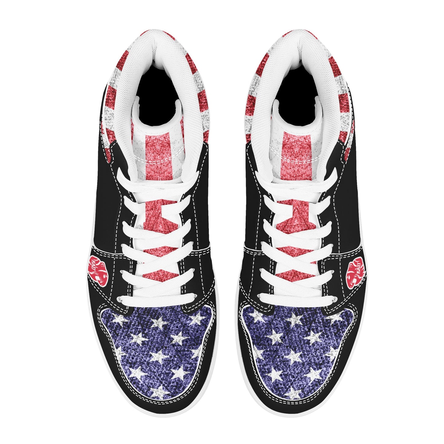 KHS - Mens High Top Leather Sneakers, Patriotic, 2 Options