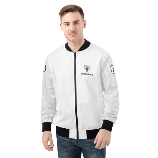 JETHS - Adult Zip-Up Bomber Jacket, White/White