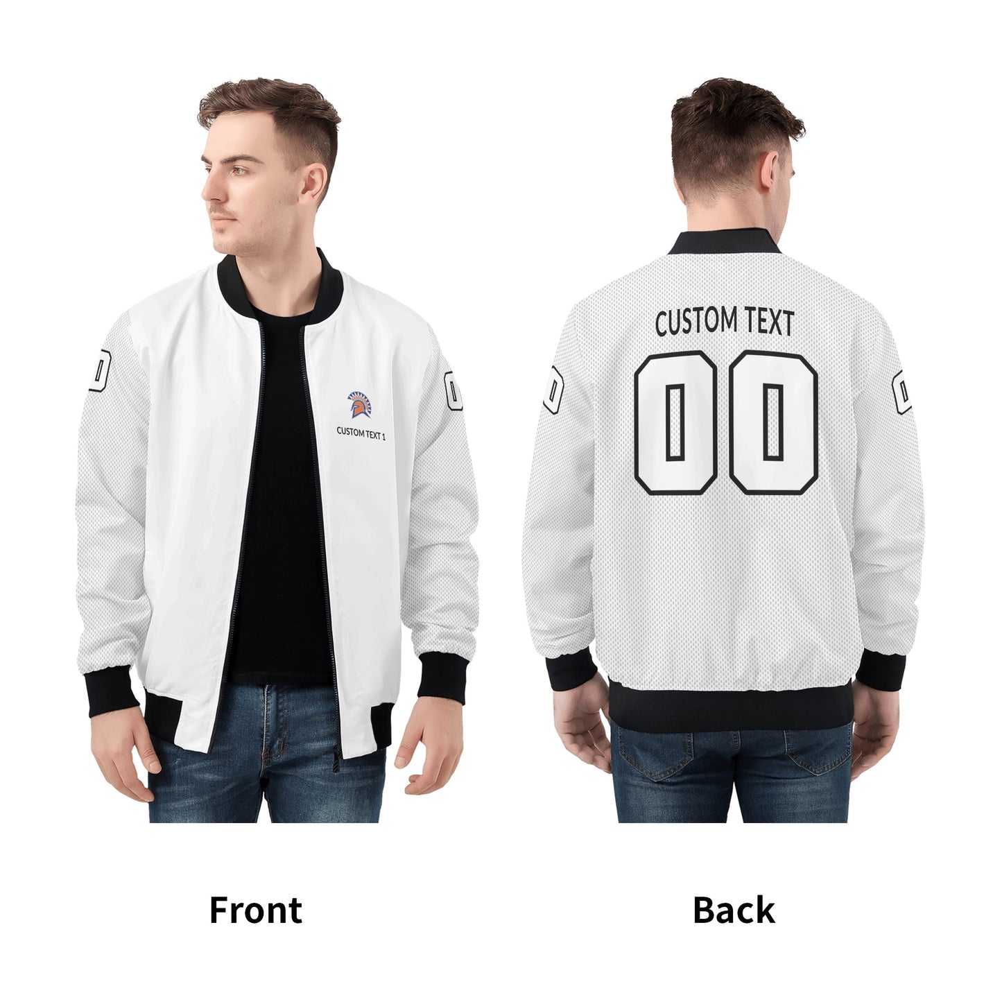 SLHS - Adult Zip-Up Bomber Jacket, White/White