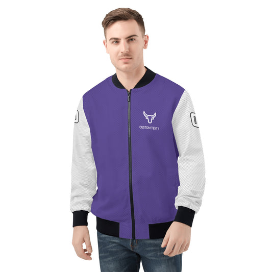 MRHS - Adult Zip-Up Bomber Jacket, Purple/White