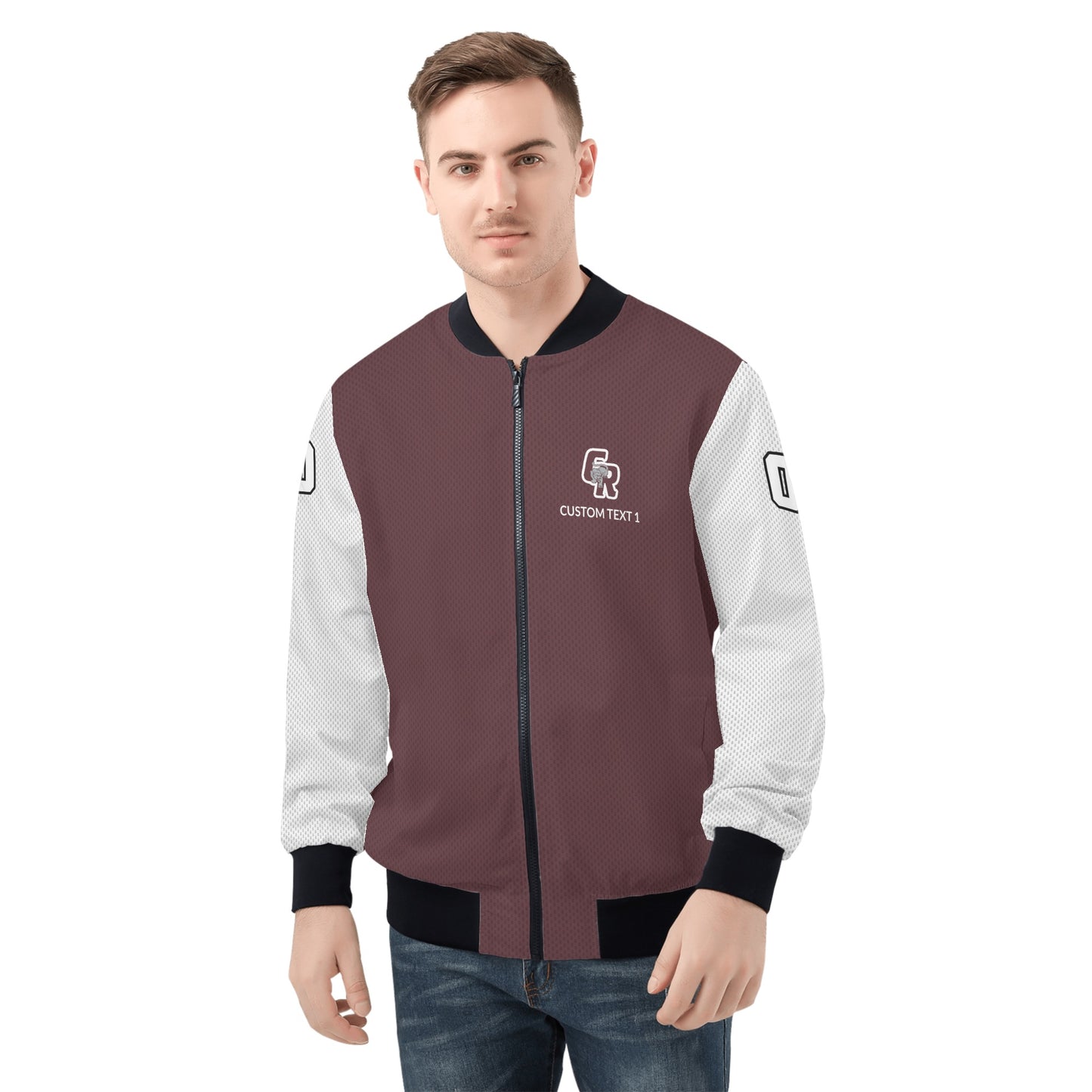 CRHS - Adult Zip-Up Bomber Jacket, Maroon/White