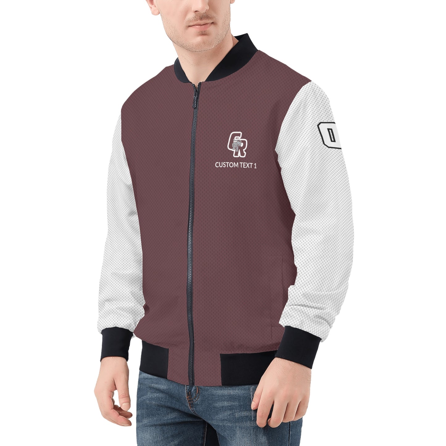 CRHS - Adult Zip-Up Bomber Jacket, Maroon/White