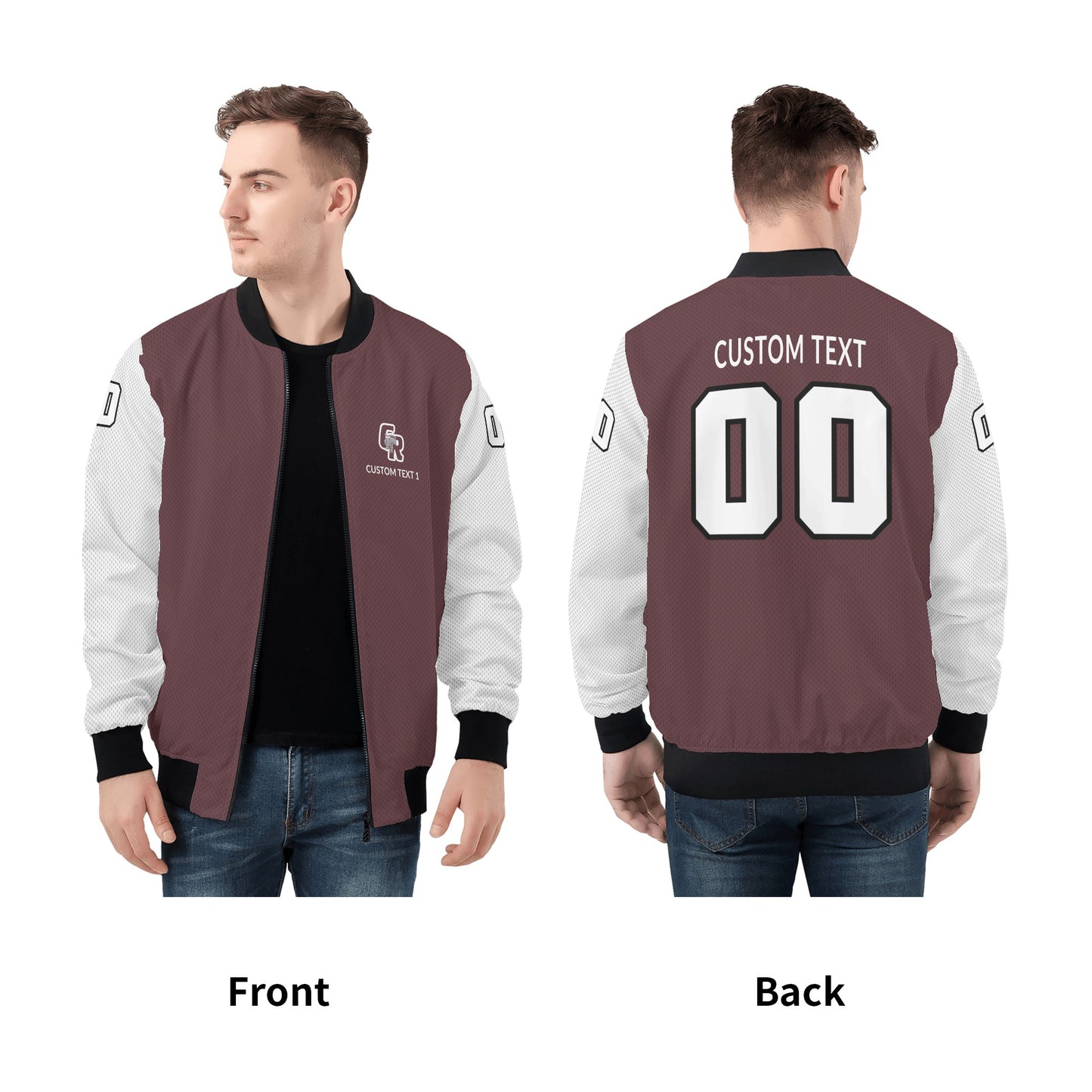 CRHS - Adult Zip-Up Bomber Jacket, Maroon/White