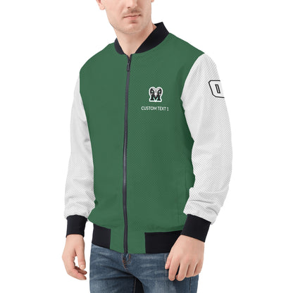 MCHS - Adult Zip-Up Bomber Jacket, Green/White