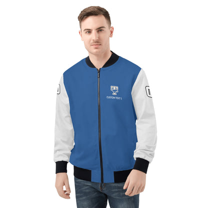 JETHS - Adult Zip-Up Bomber Jacket, Blue/White