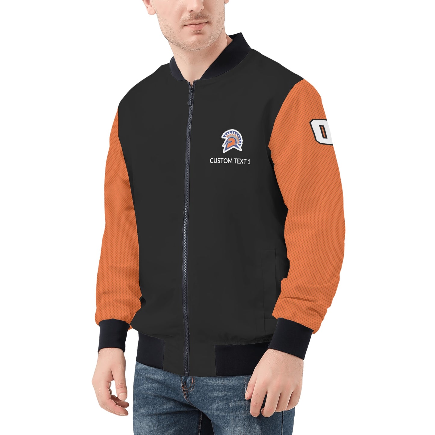 SLHS - Adult Zip-Up Bomber Jacket, Black/Orange