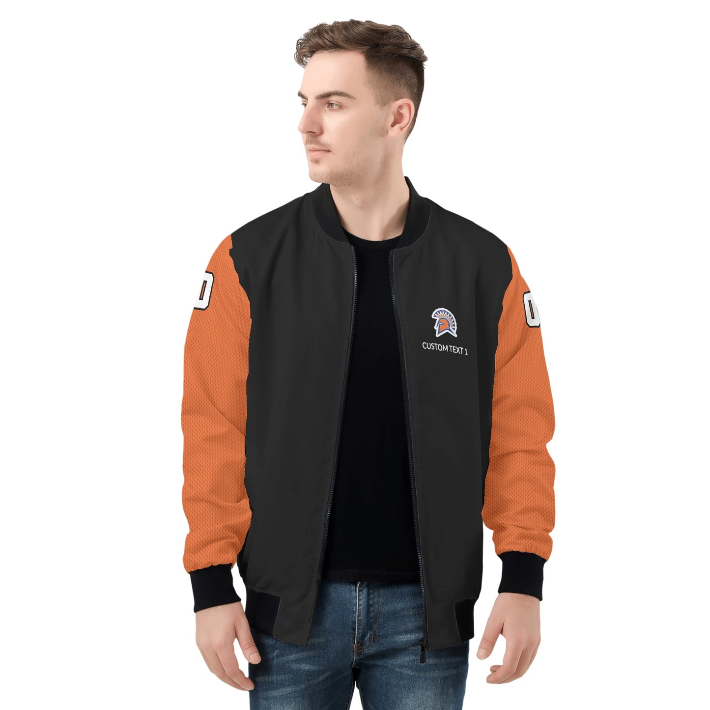 SLHS - Adult Zip-Up Bomber Jacket, Black/Orange