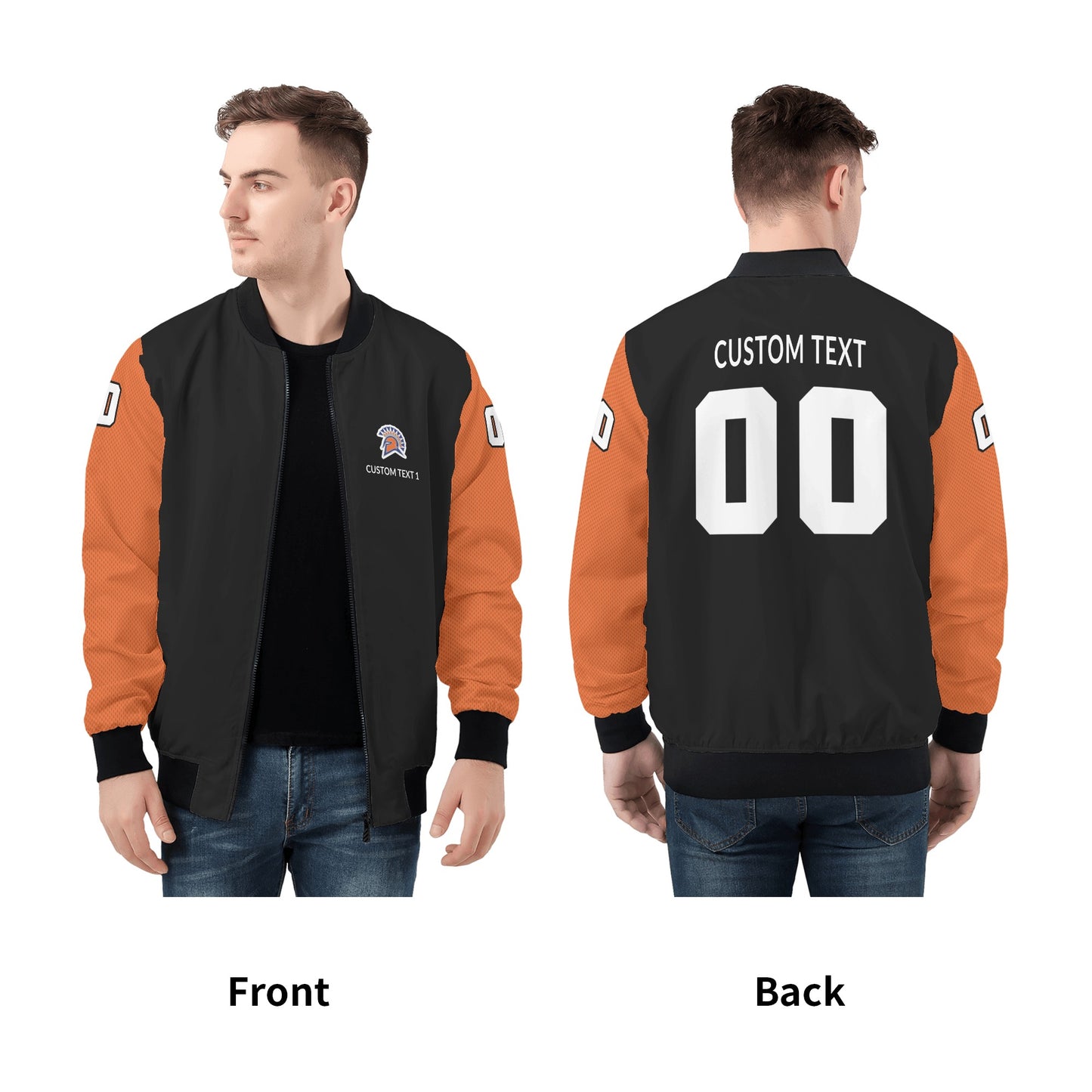 SLHS - Adult Zip-Up Bomber Jacket, Black/Orange