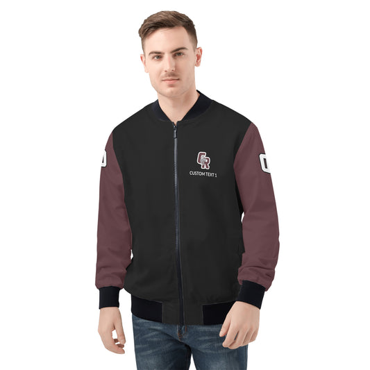 CRHS - Adult Zip-Up Bomber Jacket, Black/Maroon