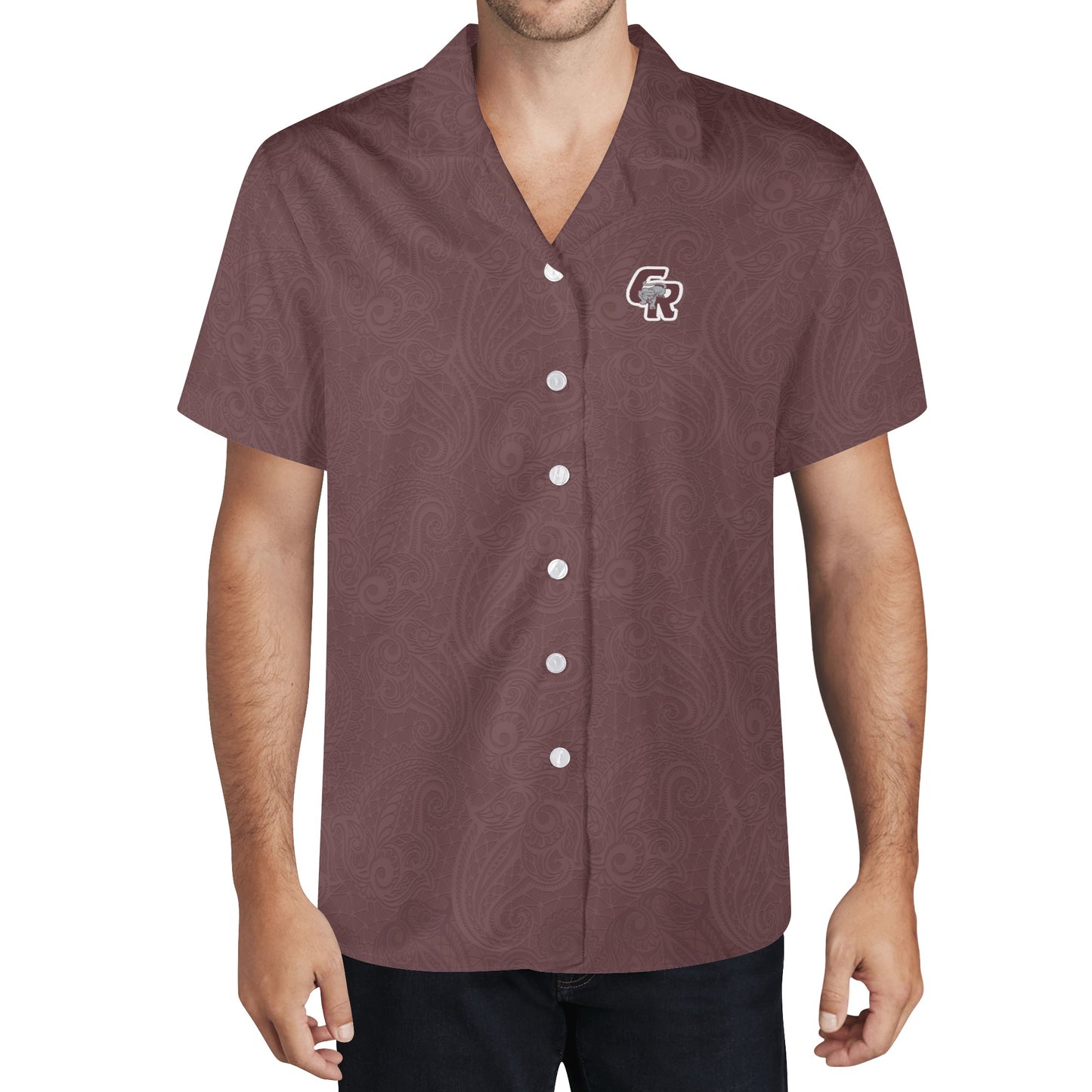 CRHS - Hawaiian Casual Shirt, Maroon/Maroon
