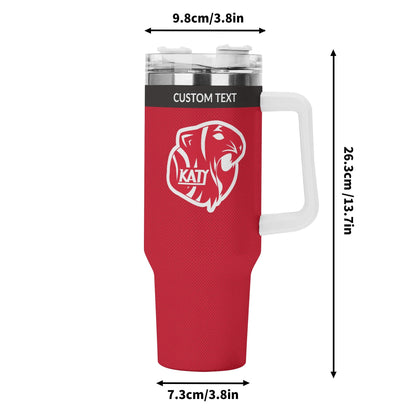 KHS - Personalized 40oz Stainless Steel Tumbler Gift With White Handle and Straw