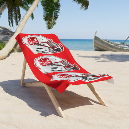 KHS - Football Helmets Beach Towel, Red