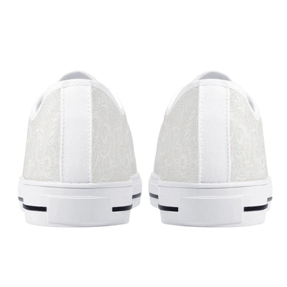 KHS - Womens Low Top Canvas Shoes, Paisley Pattern, White Sole