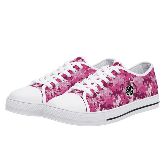 KHS - Womens Low Top Canvas Shoes, Camo Pattern, White Sole