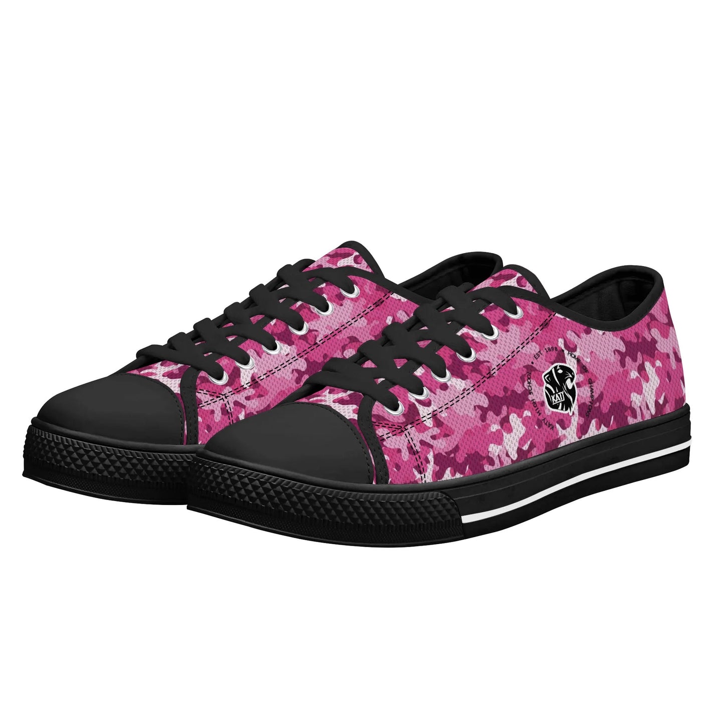 KHS - Womens Low Top Canvas Shoes, Camo Pattern, Black Sole