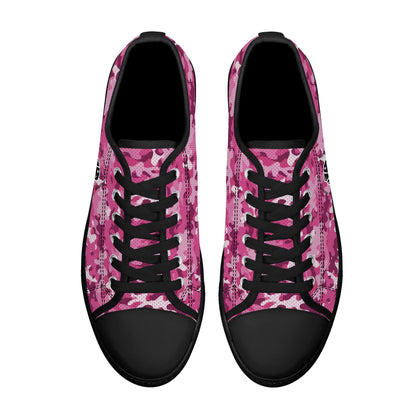 KHS - Womens Low Top Canvas Shoes, Camo Pattern, Black Sole