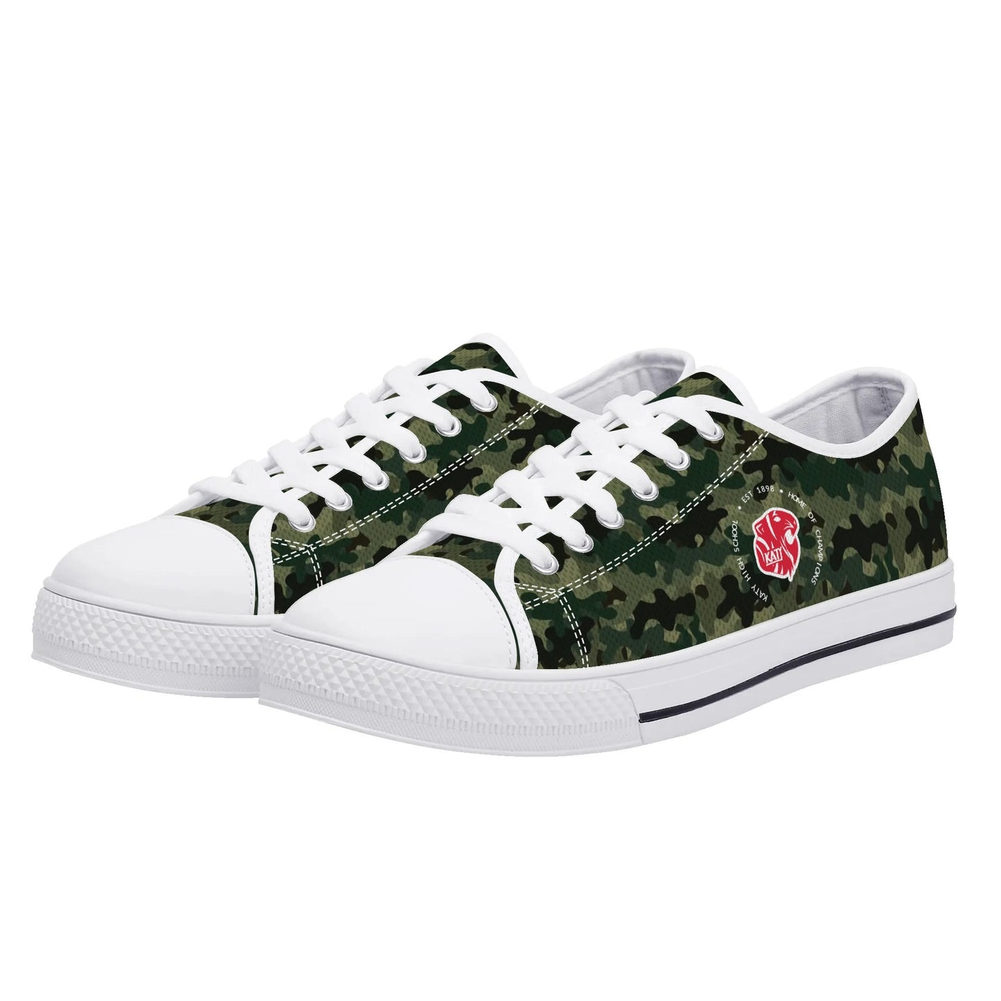 KHS - Womens Low Top Canvas Shoes, Camo Pattern, White Sole