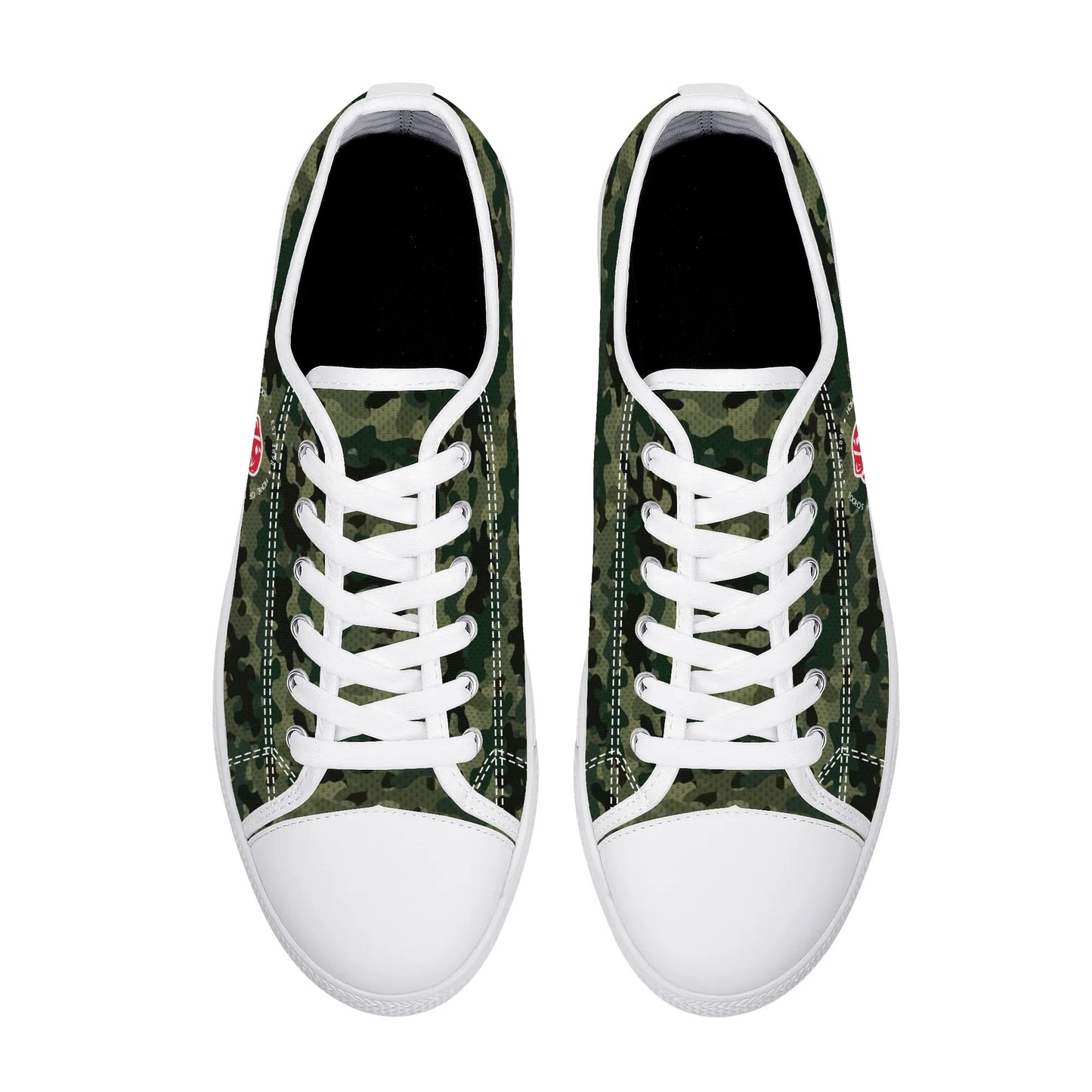 KHS - Womens Low Top Canvas Shoes, Camo Pattern, White Sole