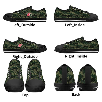 KHS - Womens Low Top Canvas Shoes, Camo Pattern, Black Sole