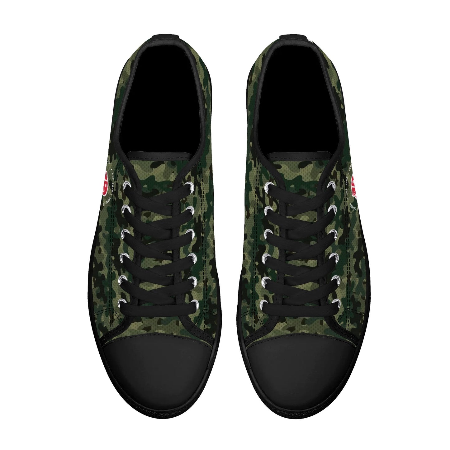 KHS - Womens Low Top Canvas Shoes, Camo Pattern, Black Sole