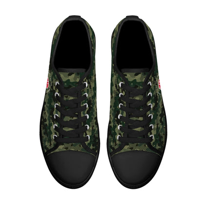 KHS - Womens Low Top Canvas Shoes, Camo Pattern, Black Sole