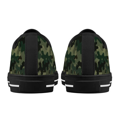 KHS - Womens Low Top Canvas Shoes, Camo Pattern, Black Sole