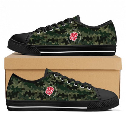 KHS - Womens Low Top Canvas Shoes, Camo Pattern, Black Sole