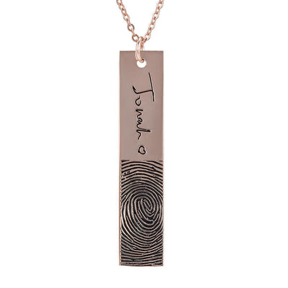 Rectangular Simple Handwritten Signature Engraved Necklace