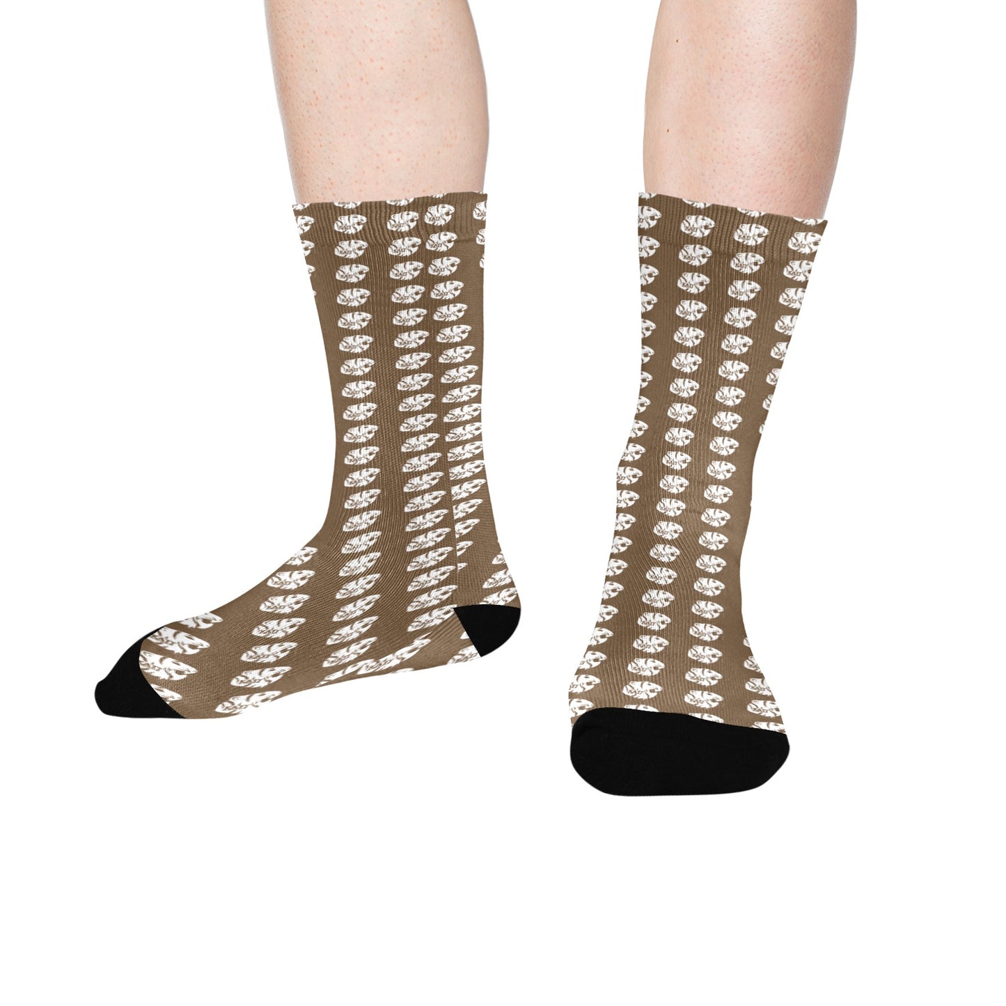 KHS - Crew Socks, Brown/White, Adult