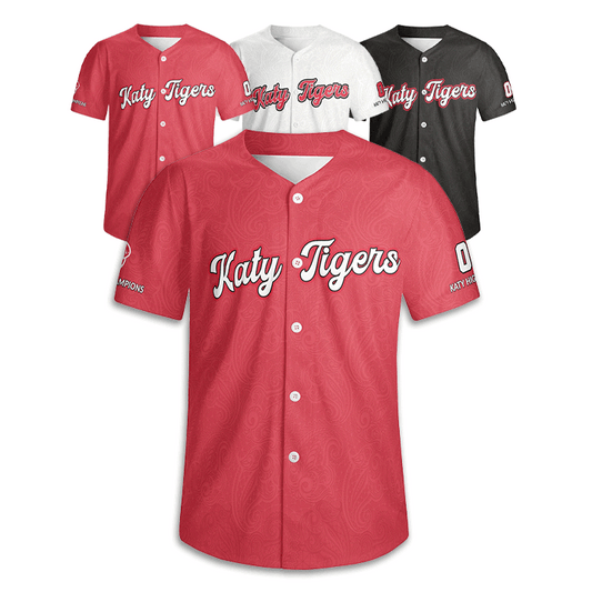 KHS - Paisley Baseball Jersey, Red/White/Black