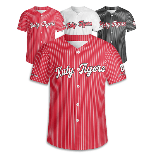 KHS - Striped Baseball Jersey, Red/White/Black