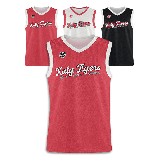 KHS - Paisley Basketball Jersey, Red/White/Black