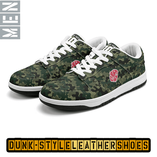 KHS - Men's Dunk-Style Leather Sneakers, Camo, 2 Color Options