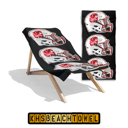 KHS - Football Helmets Beach Towel, Black