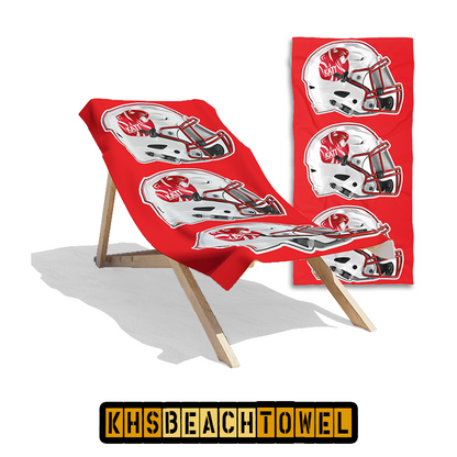 KHS - Football Helmets Beach Towel, Red