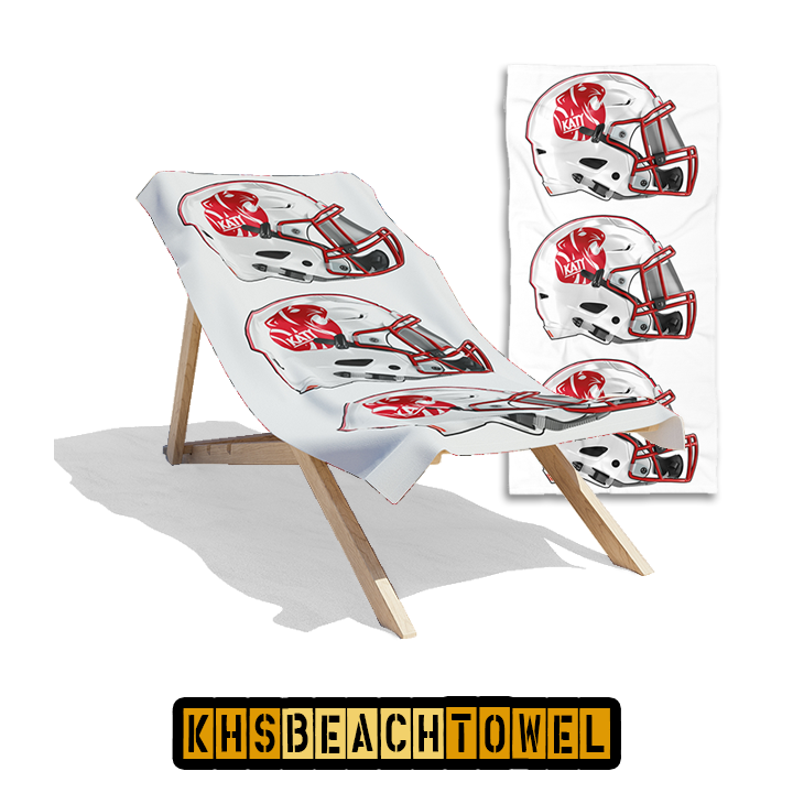 KHS - Football Helmets Beach Towel, White