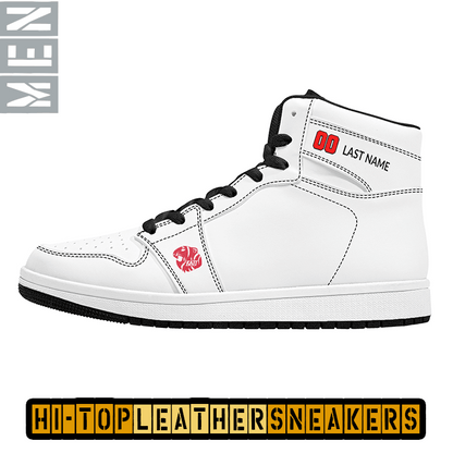 KHS - Mens High Top Leather Sneakers, Solid, 3 Color Options